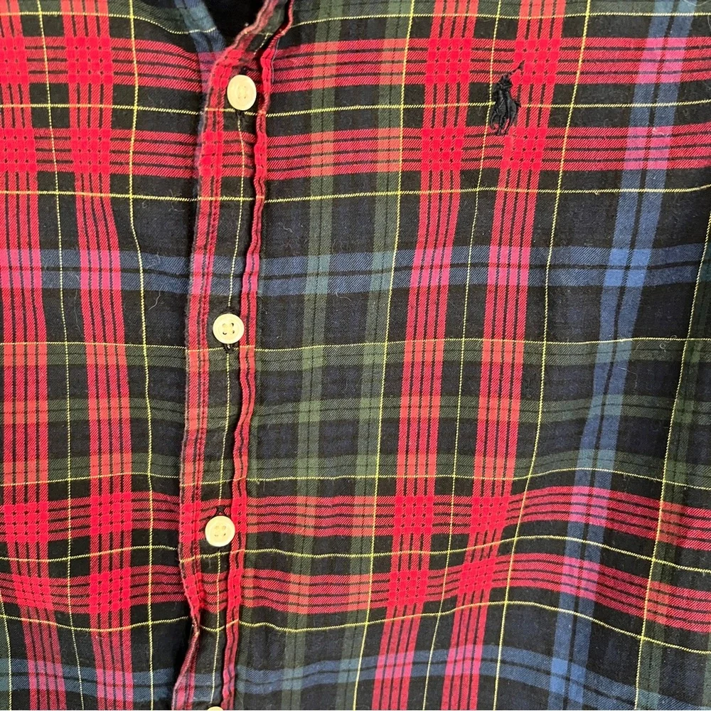 Ralph Lauren Boys Plaid Christmas Button Down Size L